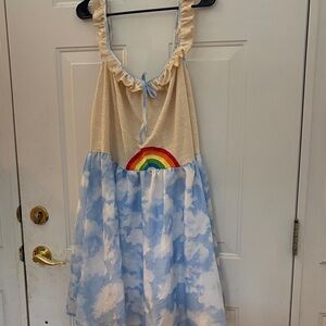 Unique Vintage Cream Dress with Sky Blue Trim 3X/ 20